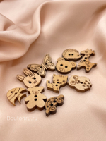 Набор пуговиц деревянные зверушки