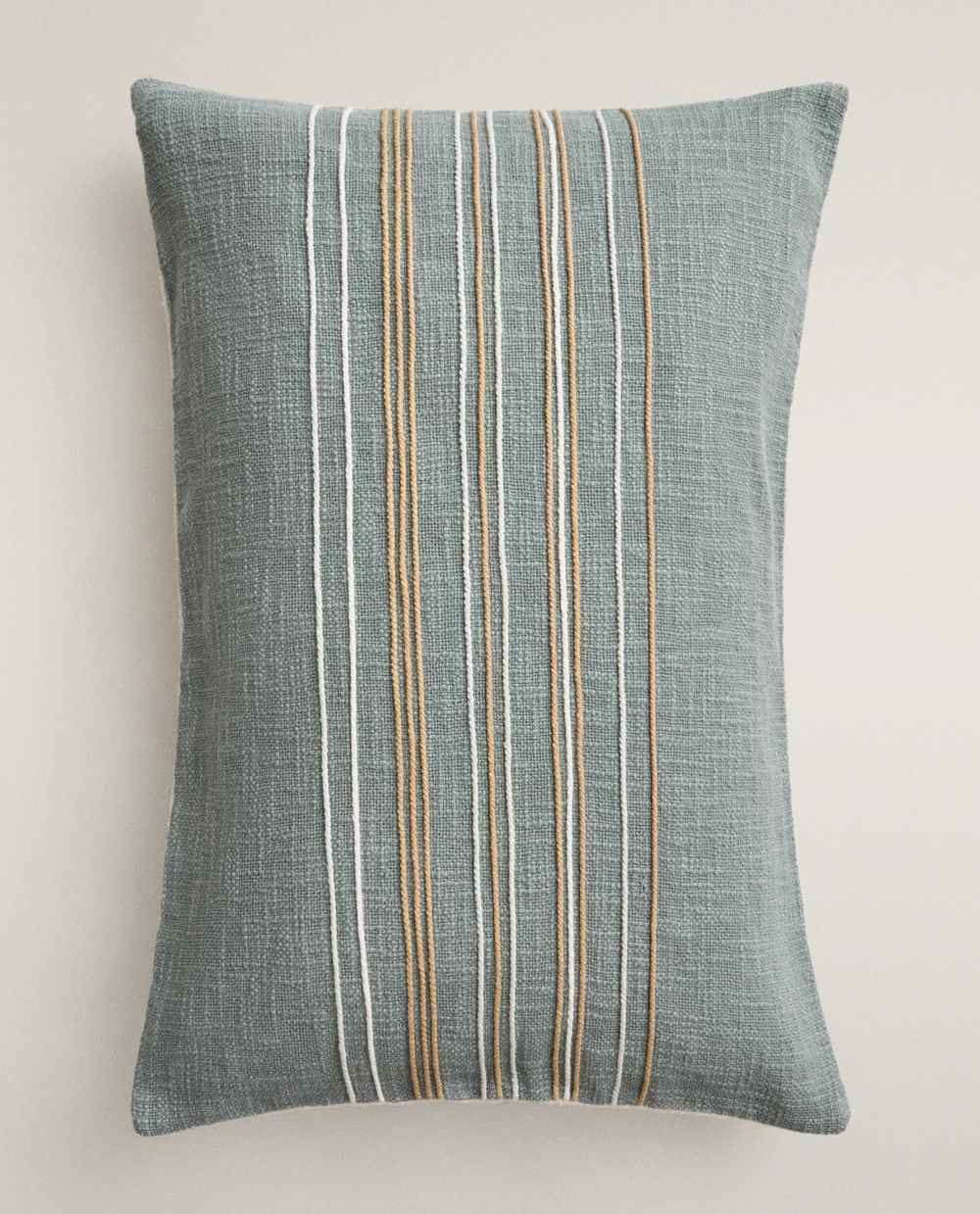 Zara Home наволочка декоративная из хлопка, бирюзовый, в полоску, 40x60 см