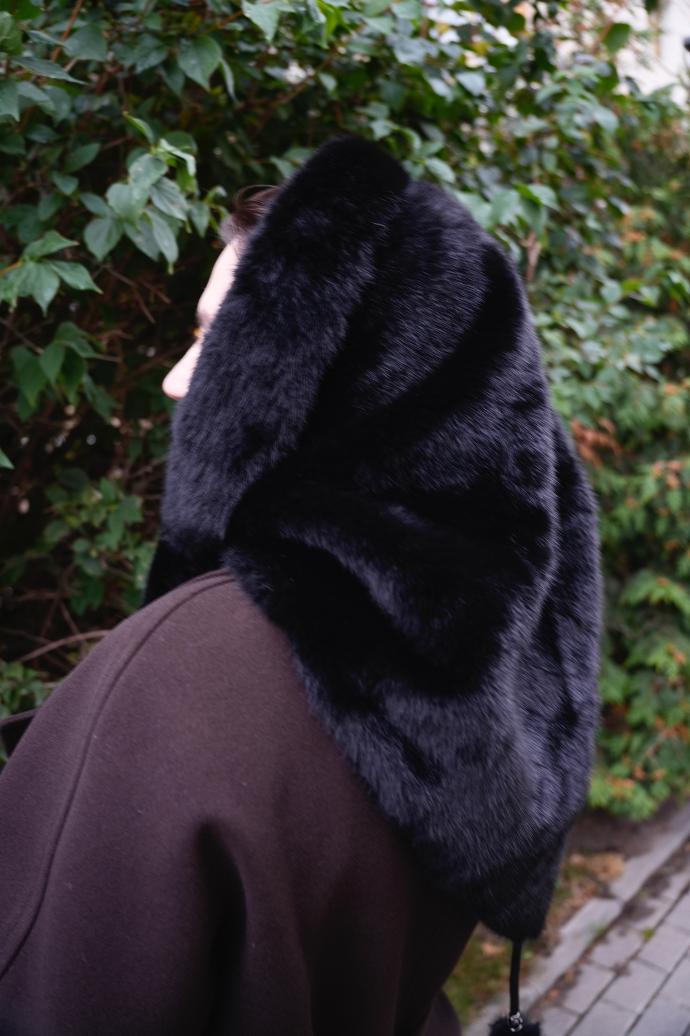 Меховая косынка под норку черный