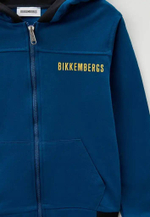 Кардиган трикотажный с капюшоном BIKKEMBERGS Сине-зеленый/Термопринт: желтые надписи и логотип Мальчик