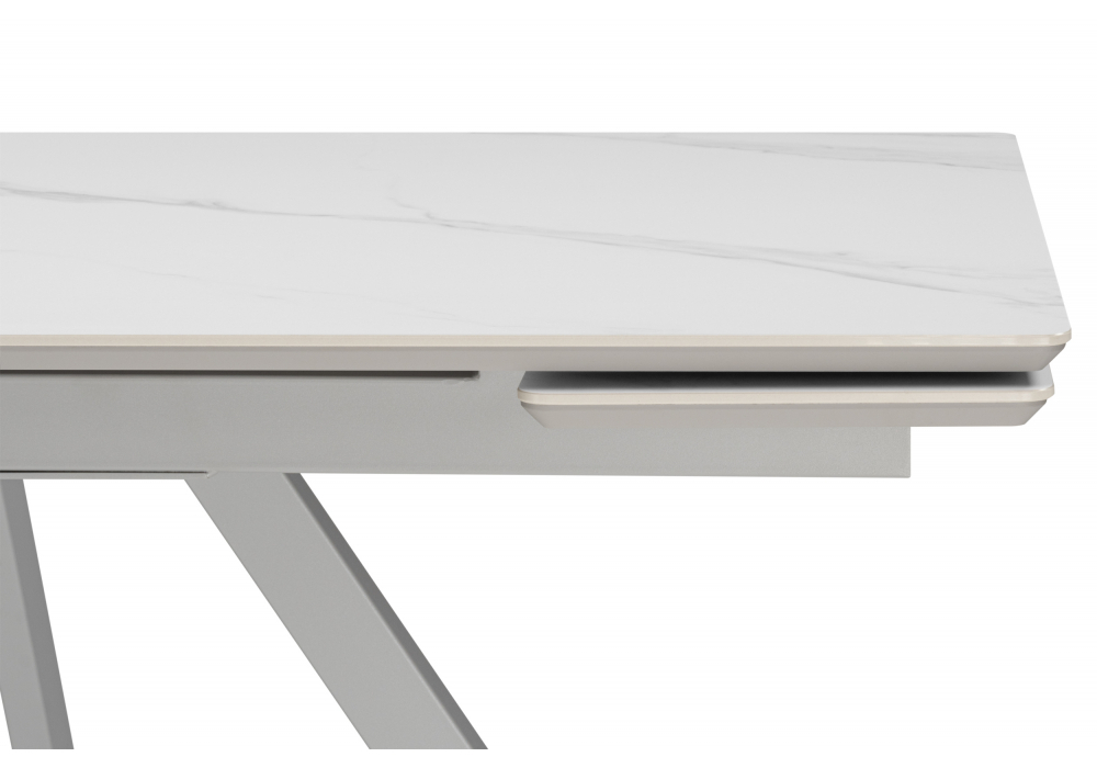 Керамический стол Woodville Вилли 140(200)х80 белый мрамор snow white, серый