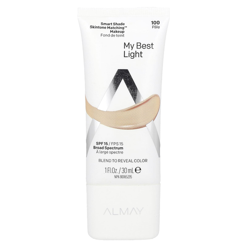 Almay, Smart Shade, тональная основа для макияжа, SPF 15, оттенок 100 My Best Light, 30 мл (1 жидк. унция)
