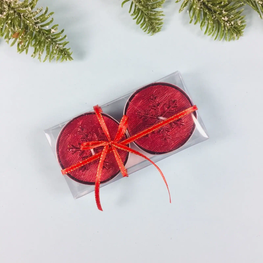 Свечи новогодние «Снежинка объемная» 5,5 см (набор 2 шт), красный