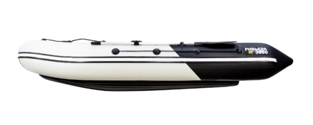 Лодка ПВХ надувная моторная Ривьера 3600 Килевое надувное дно "Комби" светло-серый/черный