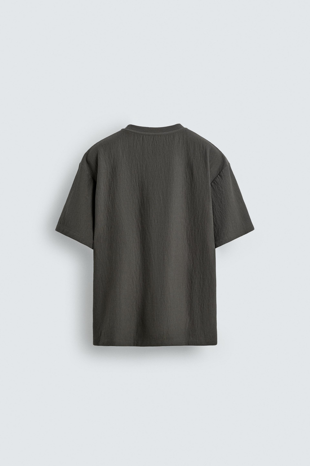 ZARA ФУТБОЛКА RELAXED FIT ИЗ РЕЛЬЕФНОЙ ТКАНИ, ЗЕЛЕНОВАТЫЙ