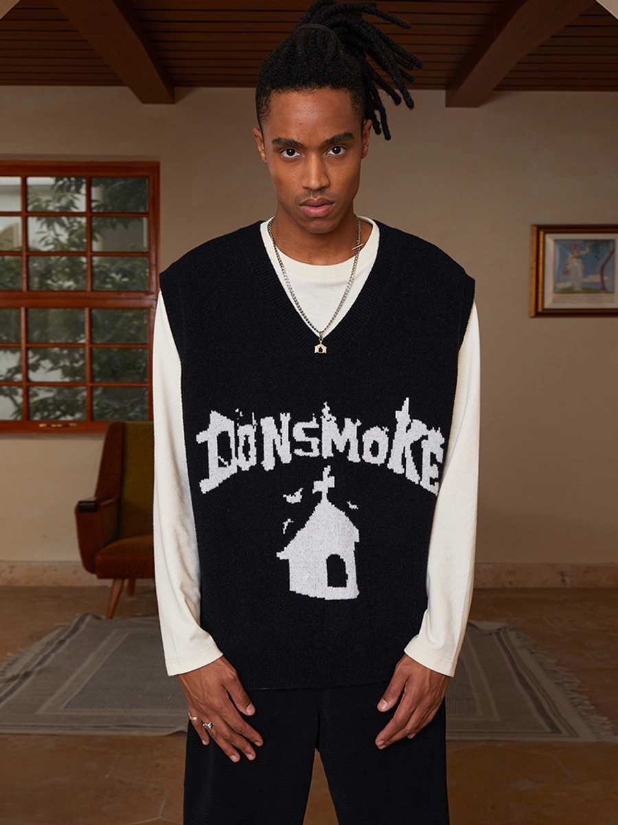 [FROM MOSCOW] Жилет DONSMOKE "Castle Logo" V-Neck Knitted Vest