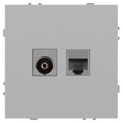 Розетка ЭРА Galaxy 15-3110-03 комбинированная RJ45+TV IP20 алюминий | Эра Galaxy