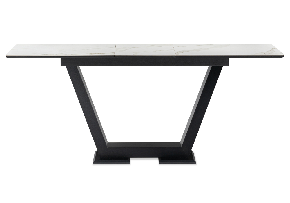 Керамический стол Woodville на тумбе Иматра 140(180)х80х76 белый мрамор, черный