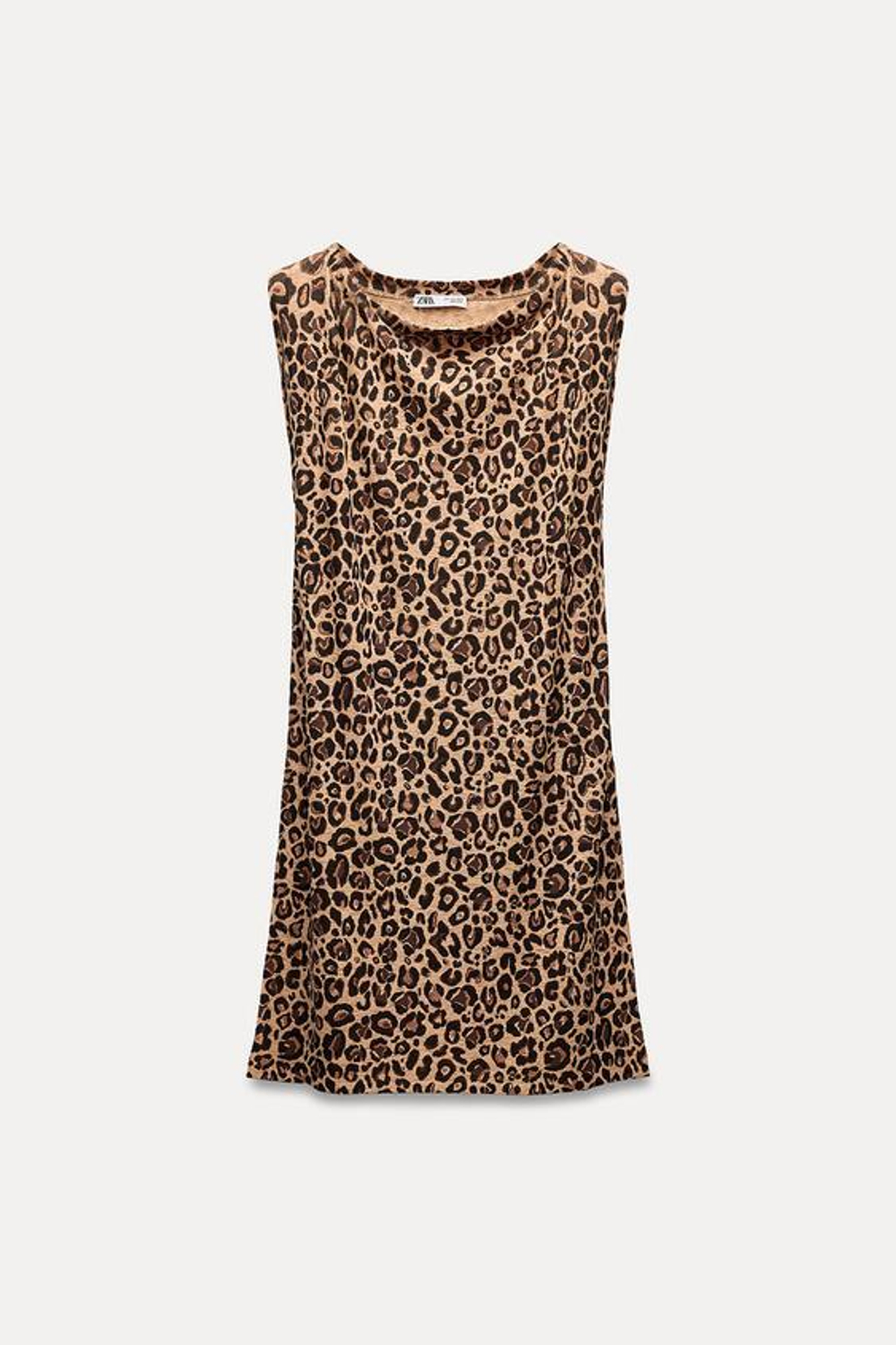 ZARA ДЛИННЫЙ ТРИКОТАЖНЫЙ ТОП С АНИМАЛИСТИЧЕСКИМ ПРИНТОМ, ЛЕОПАРДОВЫЙ