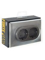 FORTE&PIANO Розетка 2-местная с заземлением без защитных шторок безвинтовое крепление 16А FP524 сталь IEK