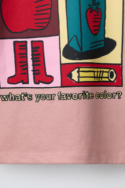 ZARA ФУТБОЛКА С ПРИНТОМ, МАЛИНОВЫЙ