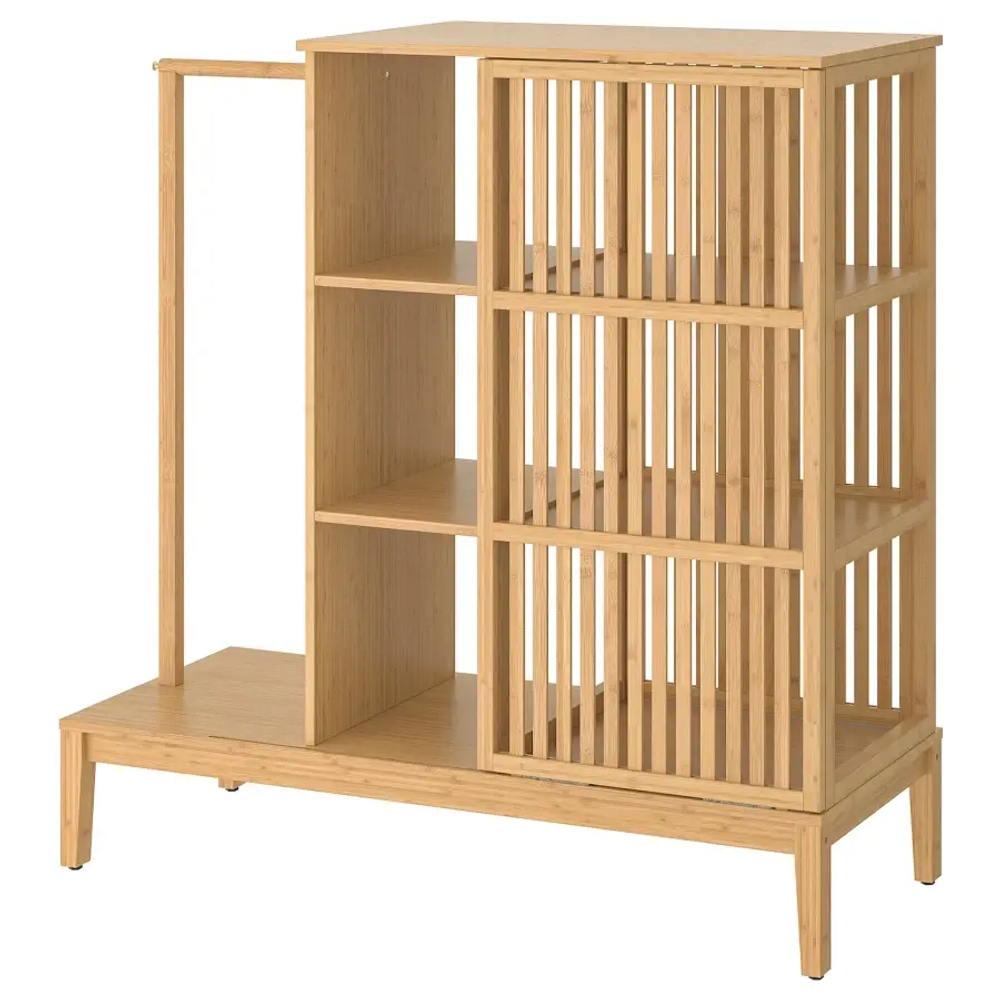Открытый шкаф-купе с раздвижными дверями - IKEA NORDKISA/НОРДКИСА ИКЕА, 123х47х120 см, светло-коричневый