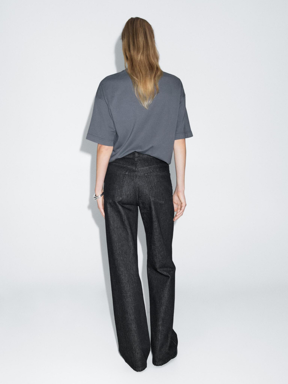 Massimo Dutti Джинсы с высокой талией и широкими штанинами, темно-синий