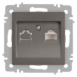 Розетка Intro Accent 6-303-09 информационная RJ45 IP20 СУ титан | Intro