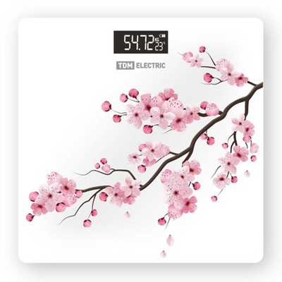 Весы напольные электронные, TDM, Сакура, стекло, до 180 кг, 28х28 см