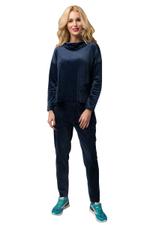 Костюм из бархатистого материала с декором (Размер: L) (Цвет: темно-синий)