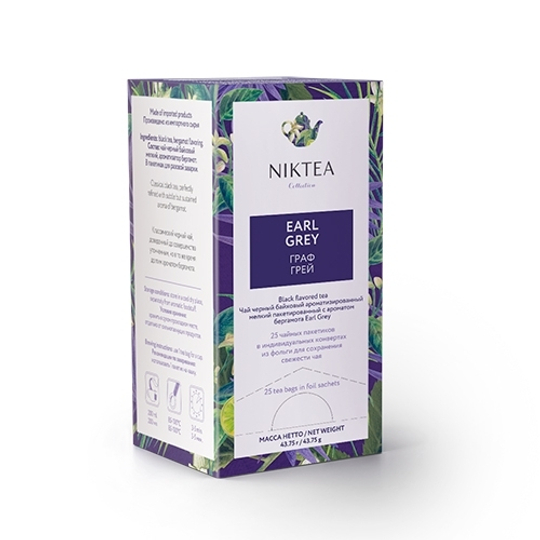 Чай черный ароматизированный Niktea Earl Grey/ Граф Грей в пакетиках 43,75 гр