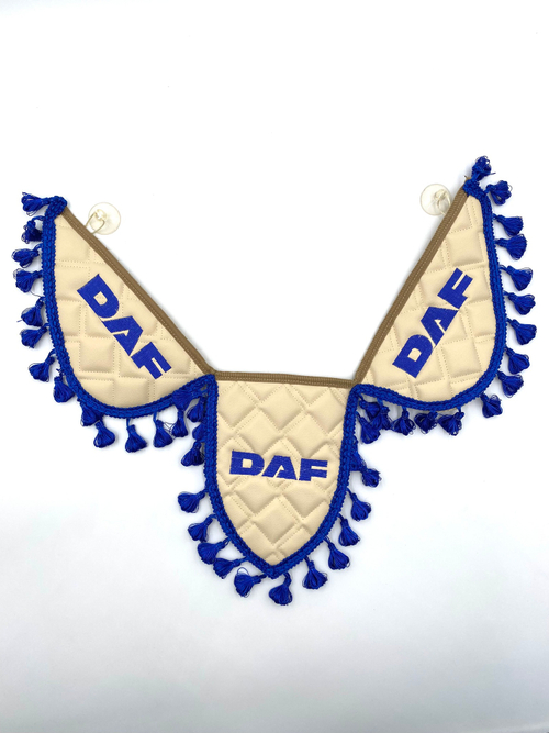 Вымпел тройной Daf (экокожа,бежевый с синей вышивкой)