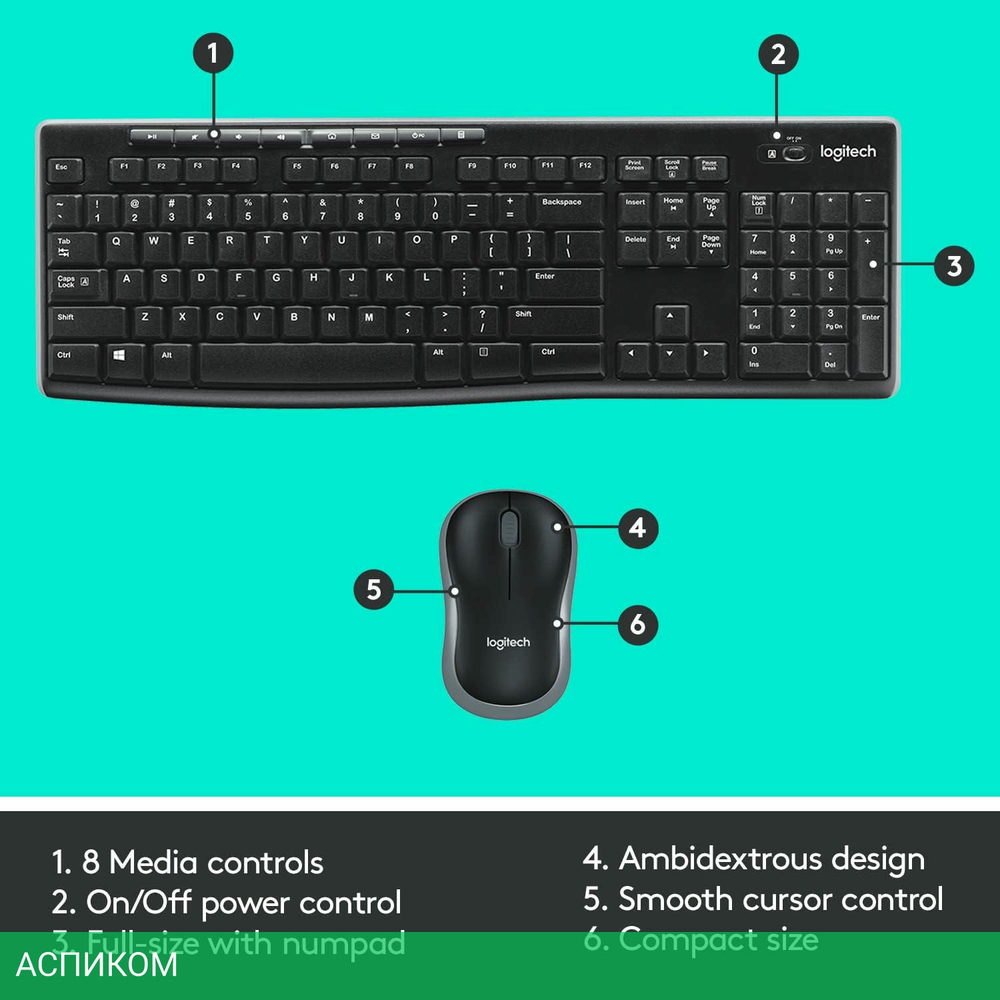 Набор периферии Logitech Wireless Combo MK270 Black (920-003381)
