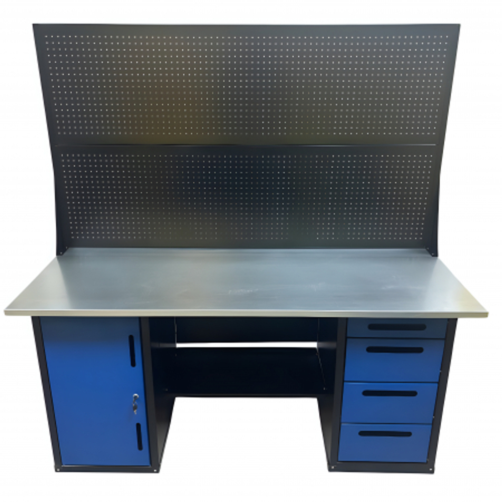 Верстак инструментальный двухтумбовый GWT-V1800B2 Great Wolf, 4 ящика, тумба с дверью, два экрана, 1800х700