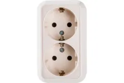 Розетка Makel Siva Ustu двойная с заземлением накладная крем 19480