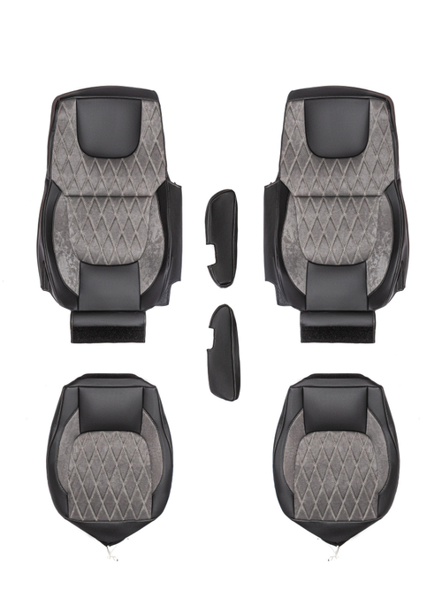 Чехлы Люкс Daf XF-105 c 2012 года (экокожа, черный, серая вставка)