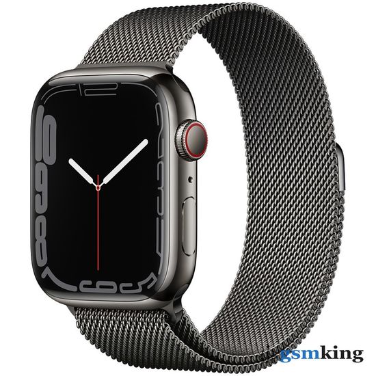 Apple Watch Series 7 GPS + Cellular 45mm Graphite Stainless Steel Case with Graphite Milanese Loop MKJJ3LL/A