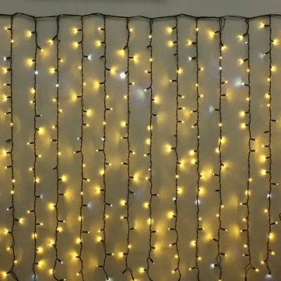 Гирлянда для улицы ЗАНАВЕС «Мерцание» ш2* в3,0 м 480 ламп LED, чёрный провод,1 реж.,IP-65, Теплый белый (возможность соединения)