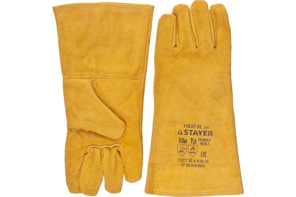 Термостойкие краги STAYER с подкладкой  для сварки, 350мм 11332-XL