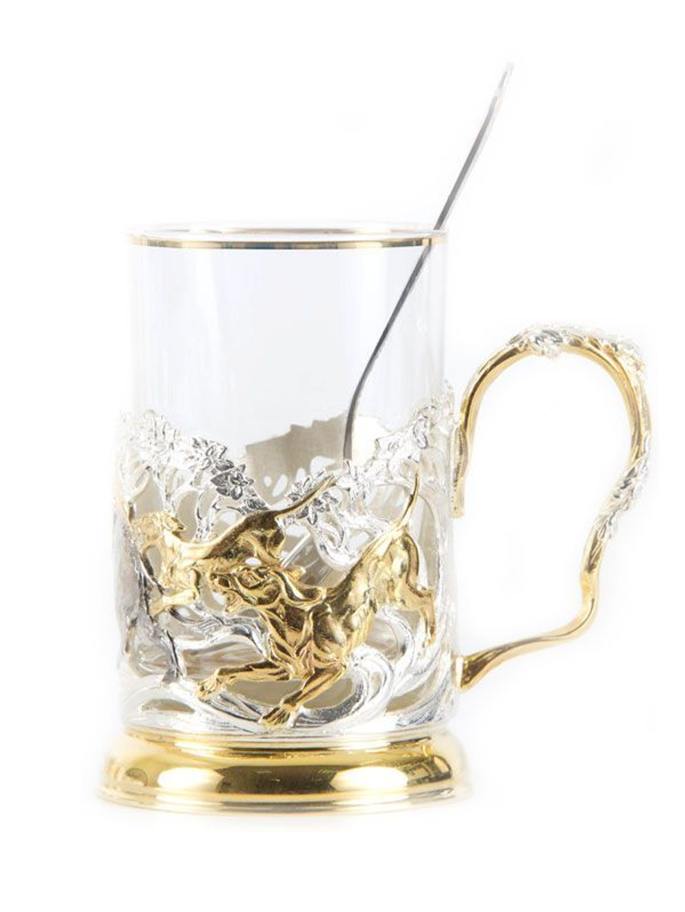 ПОДСТАКАННИК "ОХОТА НА КАБАНА" С ПОЗОЛОТОЙ