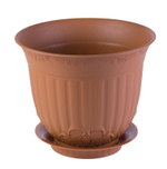 Кашпо для цветов 11 л ЕВРОПА пластик с подставкой КОРИЧНЕВЫЙ уличное