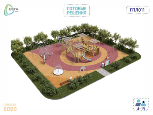 Игровая площадка для детей от 3 до 14 лет 24 x 19 x 4,01 м