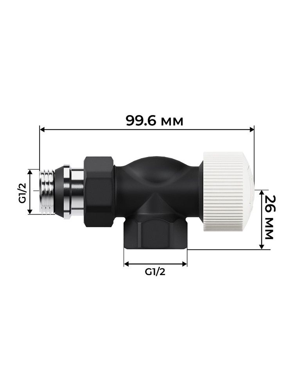 Набор термостатический для радиатора осевой 1/2 Design М30х1.5 Черный Royal Thermo