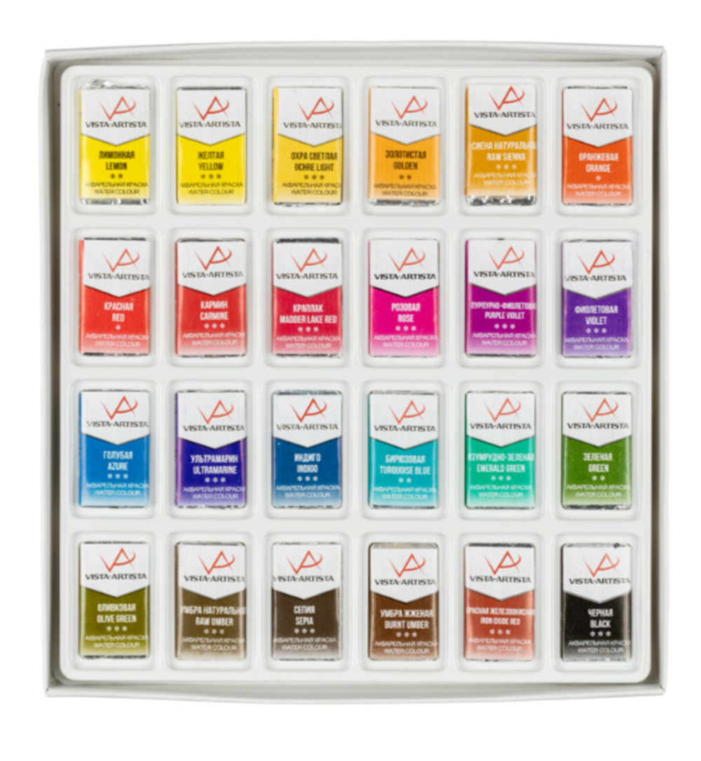 Краска акварель "VISTA-ARTISTA" художественная, набор в картонной упаковке VAWS-24 24 цв