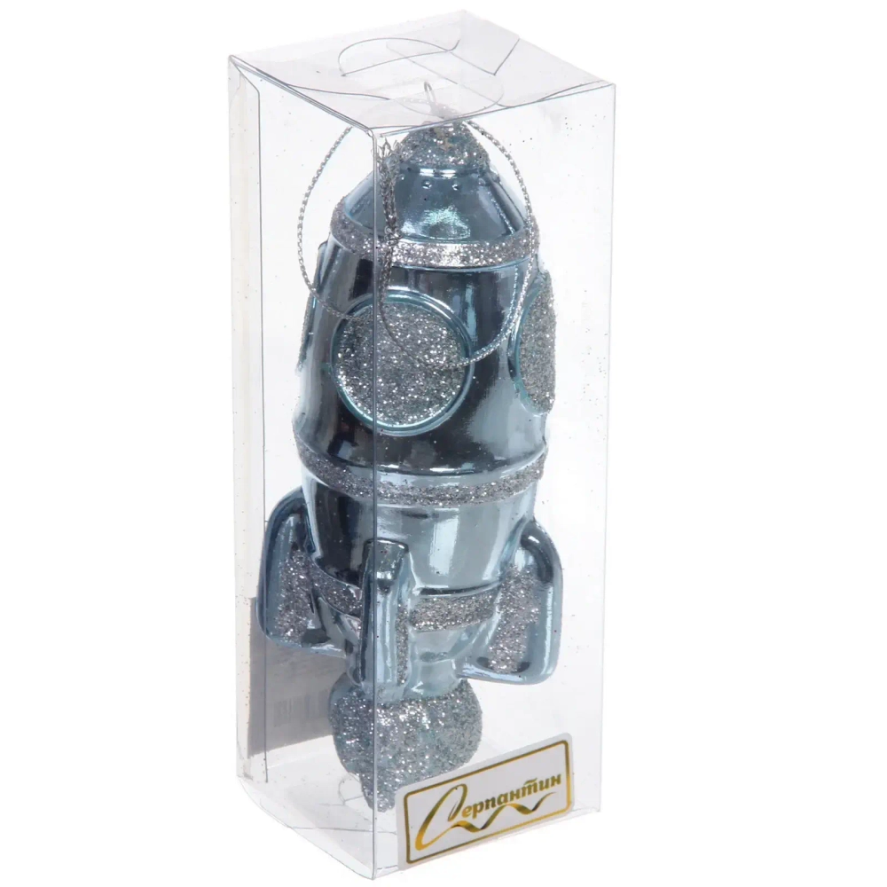 Елочная игрушка «Новогодняя ракета» 12*5*5 см, голубой