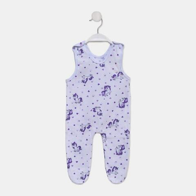 Ползунки длинные детские, цвет белый/фиолетовый, рост 62 см (Детская линия)