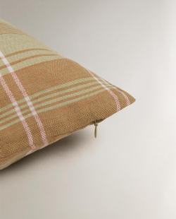 Zara Home наволочка декоративная из льна, зелёный, в клетку, 45x45 см