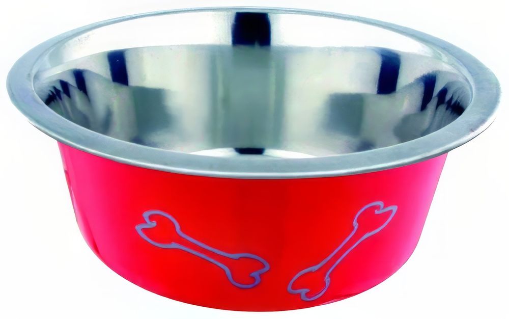 Homepet Color Миска Косточки для животных, металлическая, красная, 0.25 л