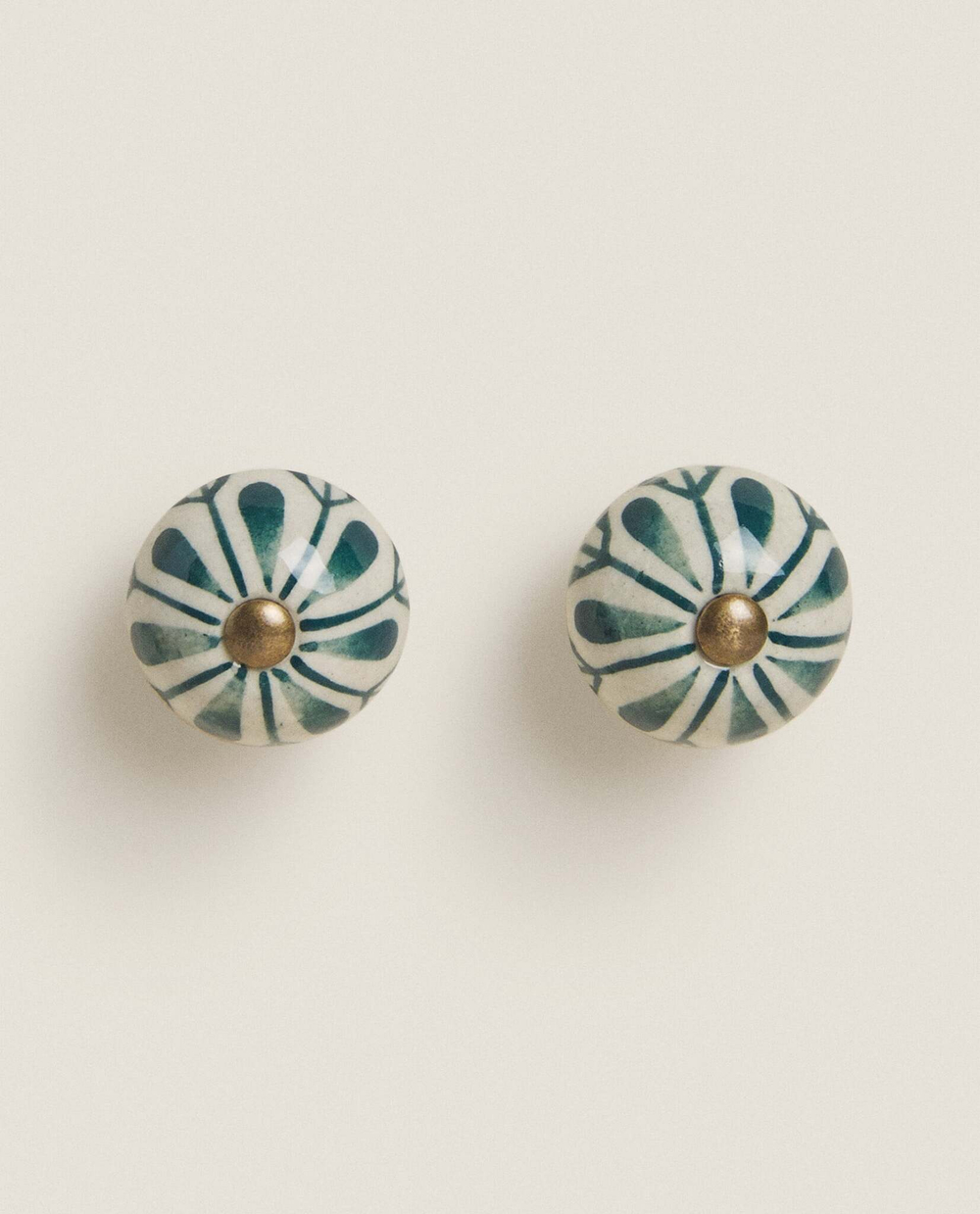 ZARA HOME МЕБЕЛЬНАЯ РУЧКА В ФОРМЕ ЦВЕТКА (НАБОР ИЗ 2 ШТ.), ЗЕЛЕНЫЙ