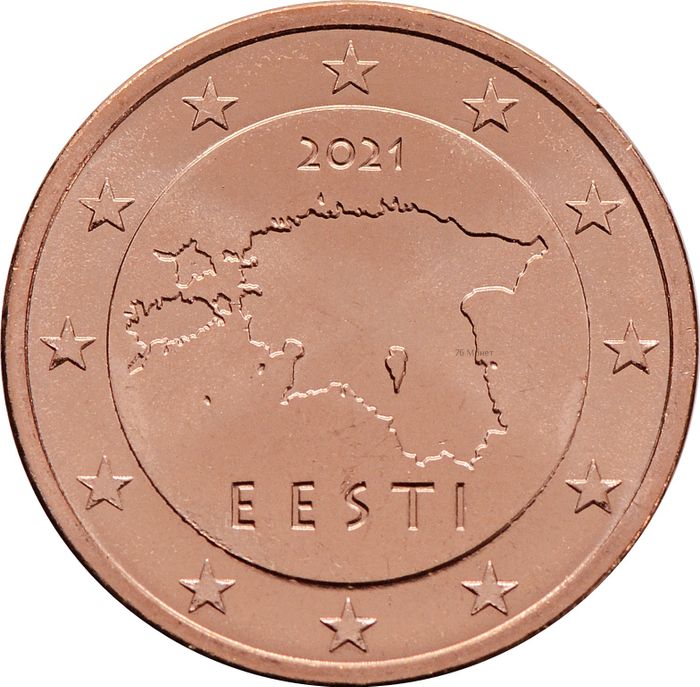 2 евроцента 2021 Эстония (2 euro cent)