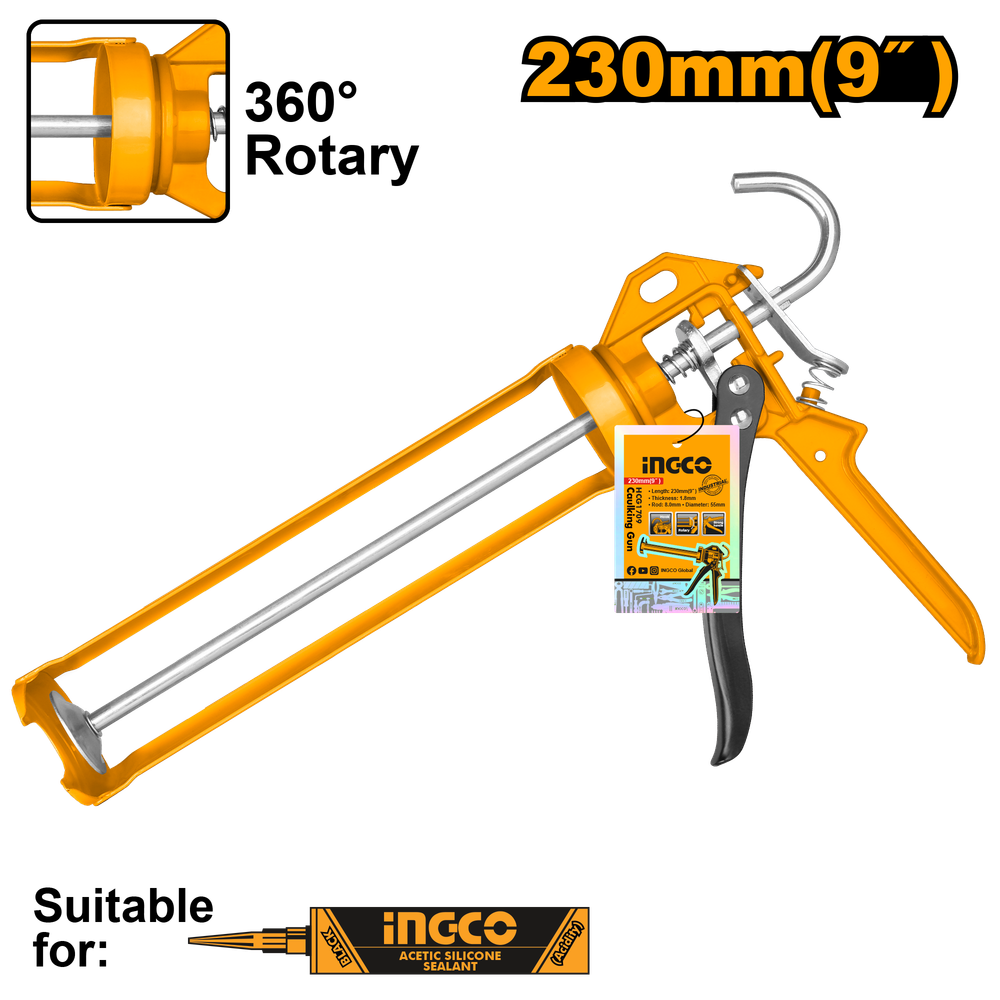 Пистолет для герметика INGCO HCG1709 скелетный