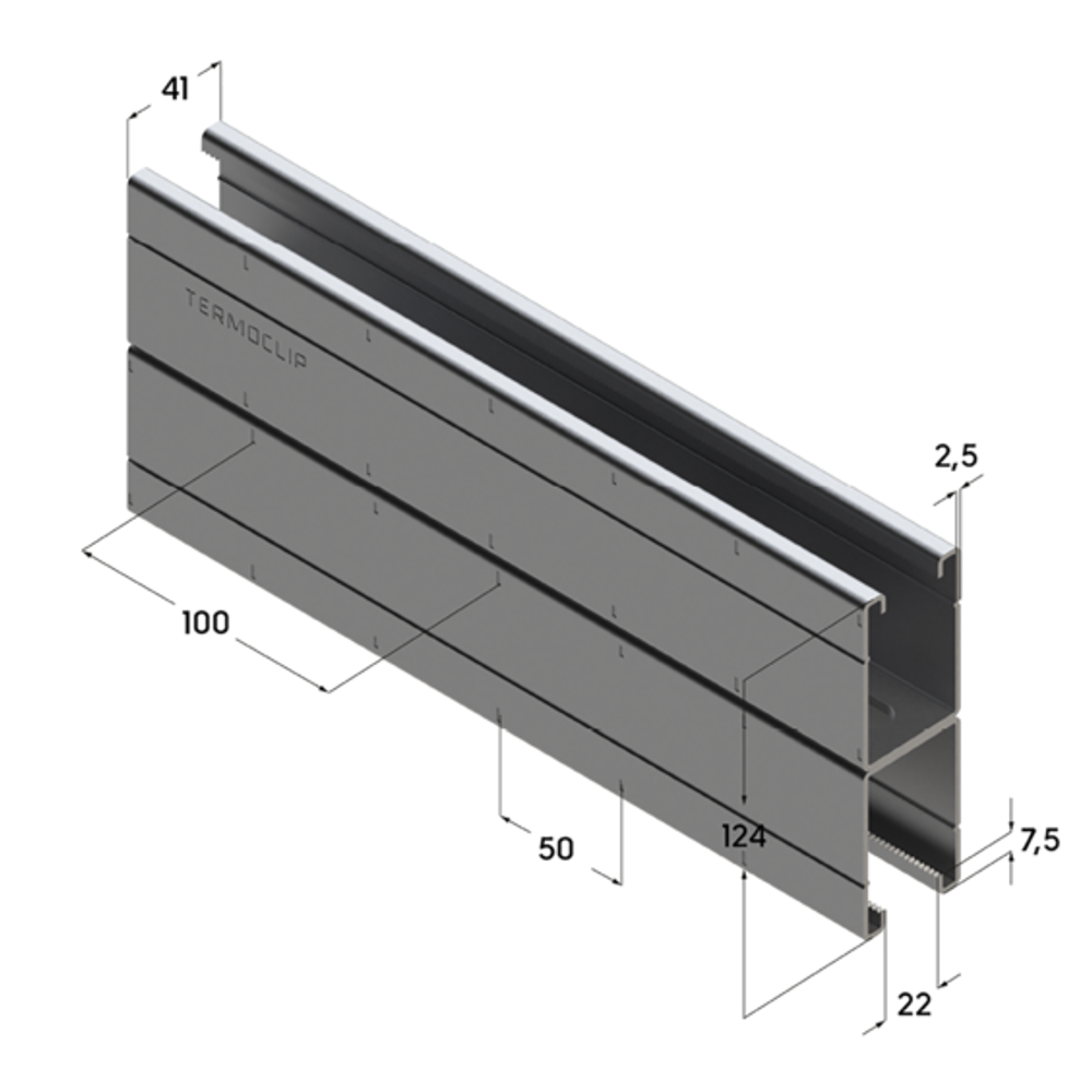 Профиль монтажный сдвоенный TSC 41x124x2,5 Zn275