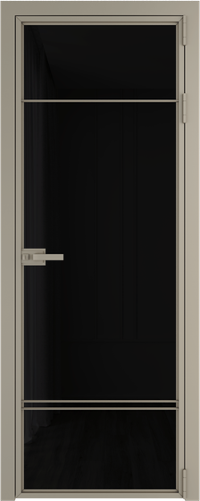 Алюминиевая дверь 4AХ никель матовый стекло чёрный триплекс