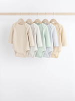 Боди с длинным рукавом для малышей Next N95-337, 5 шт., Бежевый, Салатовый, Голубой