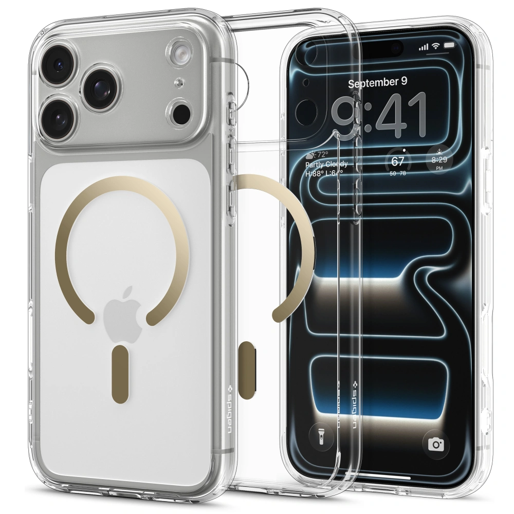 Чехол Spigen Ultra Hybrid Magsafe для iPhone 17 Pro прозрачный/золото