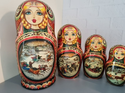 Матрешка 26см "Русская зима" 10 мест