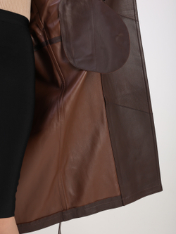 Тренч длинный кожаный с поясом плащ