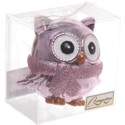 Ёлочная игрушка «Мудрая сова» 10*5*10 см, розовый