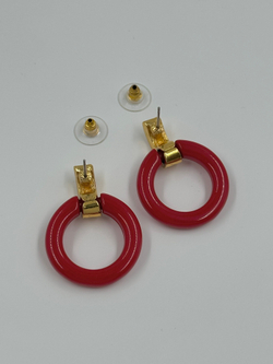 Серьги с красным пластиком Monet