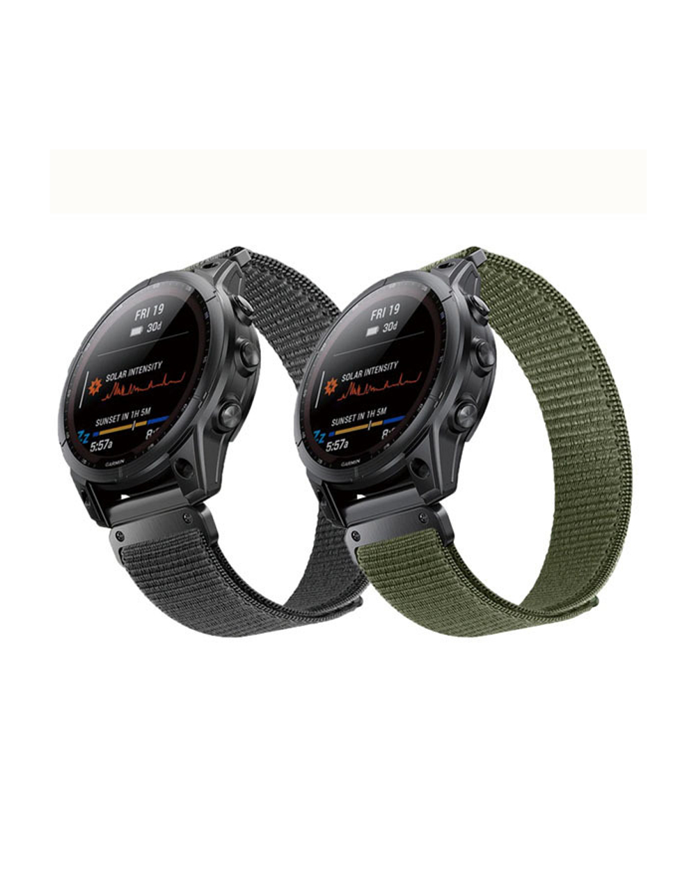 Ремешок TacFit 22 мм. для Garmin Fenix 7 / 6 / 5, Epix 2, Instinct/2, Marq/2. Велкро (цвет Зеленый -Хаки)